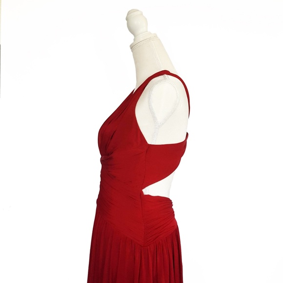 BCBGMaxAzria Backless Midi Stretch Ruched Dress L - Picture 3 of 8